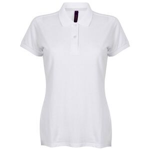 Henbury Womens/Ladies Cotton Pique Modern Polo Shirt / White